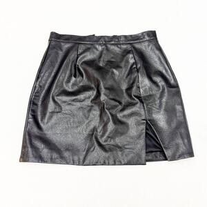 Hello Molly Faux Leather Mini Skirt Front Slit Size 6